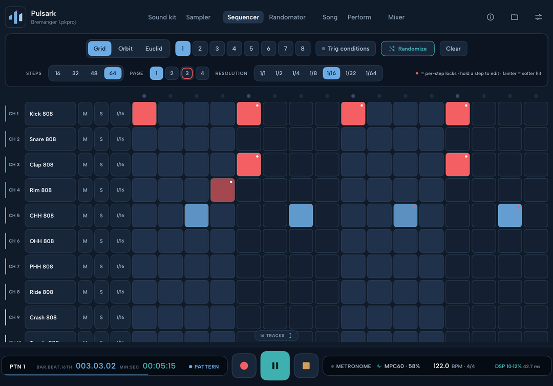 Sequencer grid mode