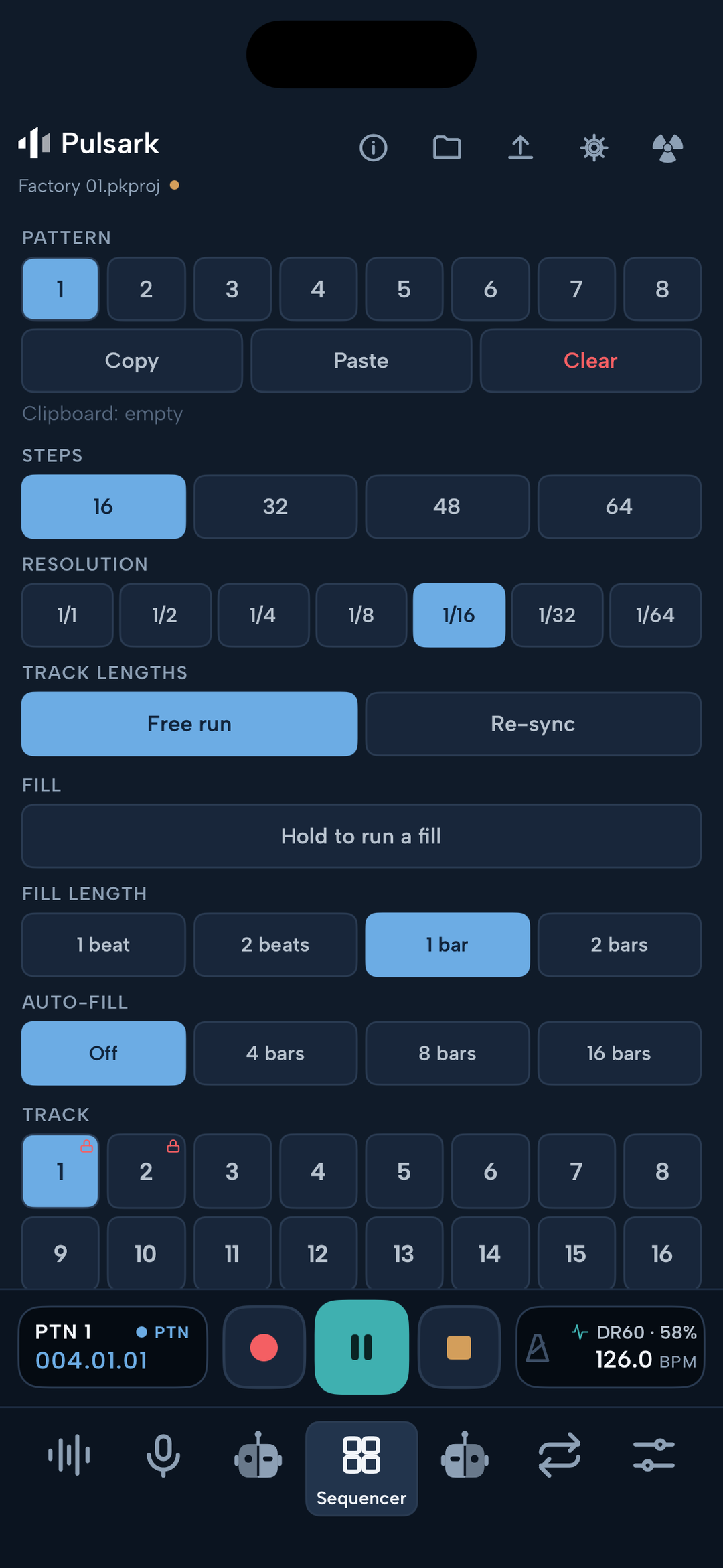 Pulsark sequencer on iPhone